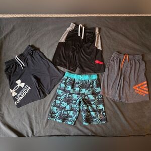 4x boys medium shorts - 3 athletic, 1 swim Puma, Umbro, Under Armour, Tony Hawke